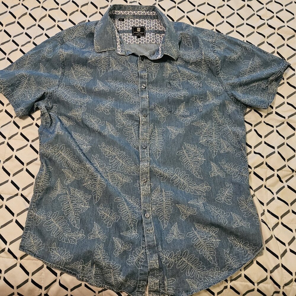 Men's short sleave button down print - Size Extra Large - 100% Cotton